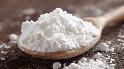 Organic Cornstarch in Wooden Spoon Rustic Setting
