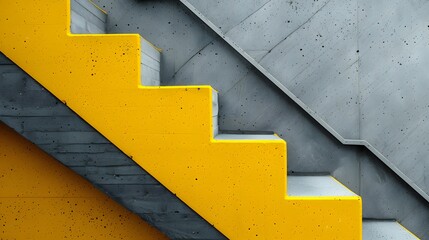 Yellow Staircase Against Concrete Wall in Modern Design