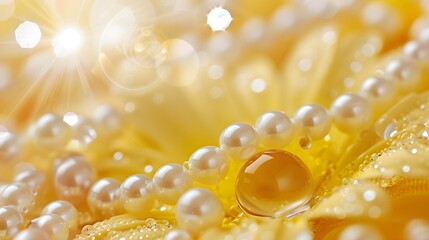 Yellow and White Pearls Reflecting