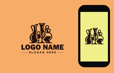 Glassware company icon Glassworks Glass production firm Glass manufacturer flat logo sign symbol editable vector