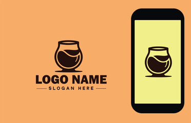 Glassware company icon Glassworks Glass production firm Glass manufacturer flat logo sign symbol editable vector