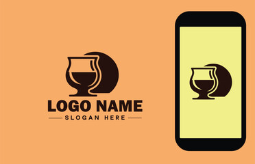 Glassware company icon Glassworks Glass production firm Glass manufacturer flat logo sign symbol editable vector