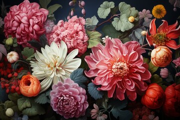 Vibrant Floral Arrangement in a Dark Setting