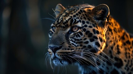 Beautiful leopard in the dark background