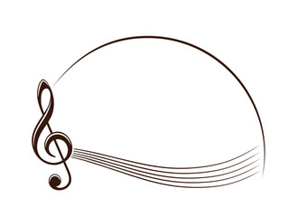The symbol of a stylized treble clef.
