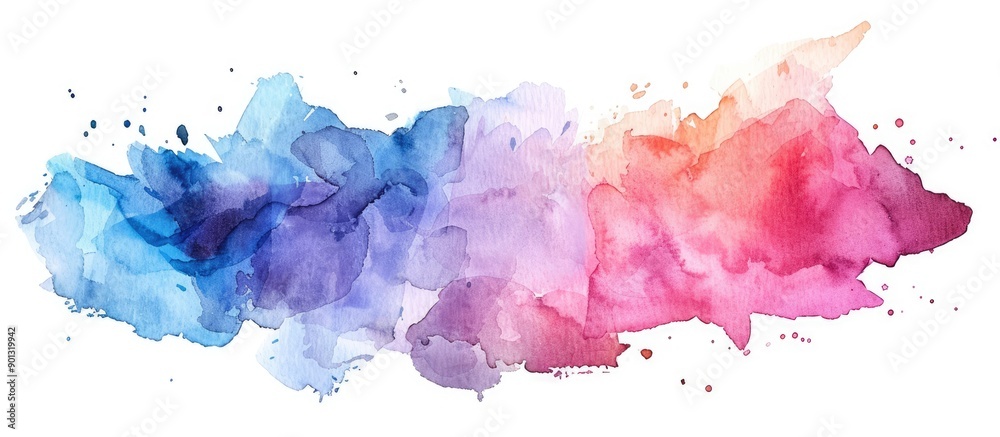 Poster watercolor stain on a blank white background with a brush painted image on paper and dried suitable 