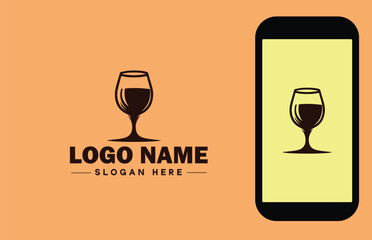 Glassware company icon Glassworks Glass production firm Glass manufacturer flat logo sign symbol editable vector