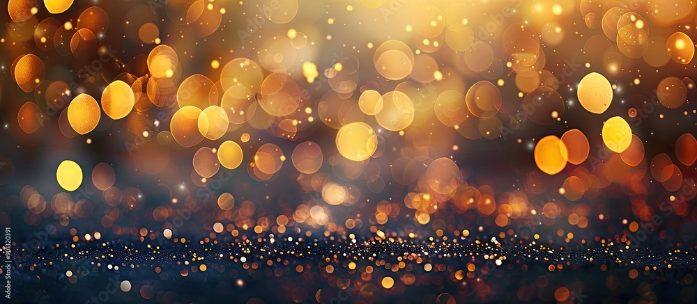Leinwandbilder abstract golden lights and bokeh on a dark backdrop creating a festive new year or christmas themed 