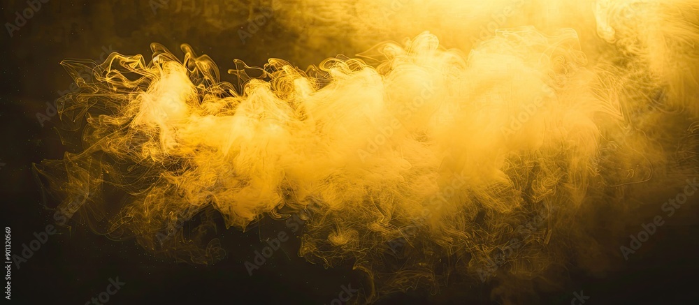 Poster Yellow mist against a dark backdrop with room for text or images. Creative banner. Copyspace image