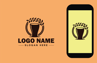 Glassware company icon Glassworks Glass production firm Glass manufacturer flat logo sign symbol editable vector