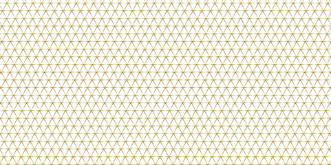 Background of golden metal pattern mesh. Old design metallic triangle and square fabric pattern. Seamless vector carbon grid steel.