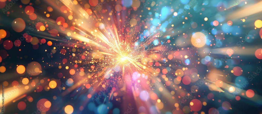 Fototapete an abstract pattern with an explosion effect set against a luminous background featuring blurred lig