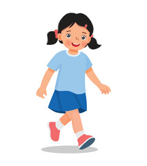 cute little girl walking on the street