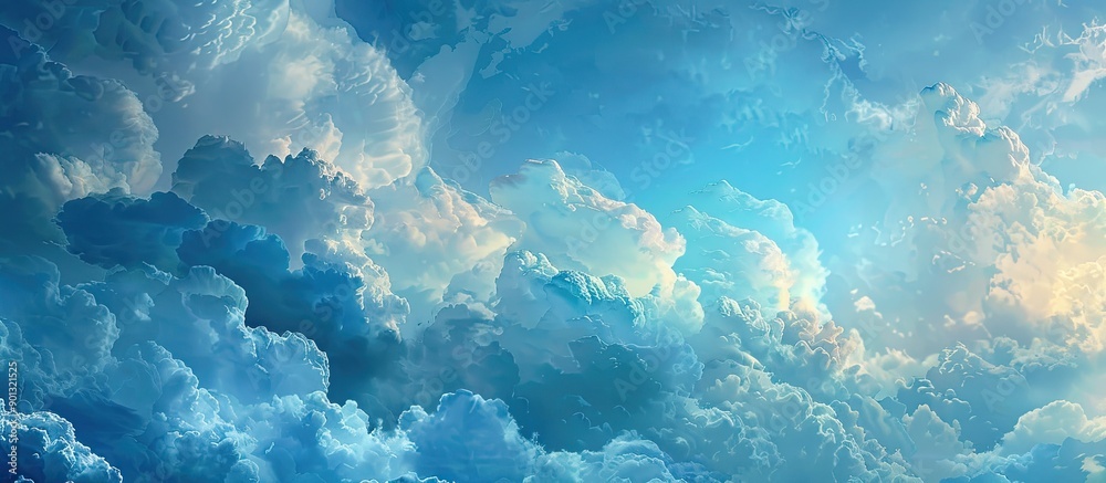 Poster a dramatic sky filled with stormy clouds in varying shades of blue creating a natural and captivatin