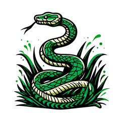 Fototapeta premium grunge green wood snake 