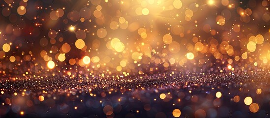 An elegant abstract background featuring glowing bokeh lights and glittering stars perfect for use as a copy space image
