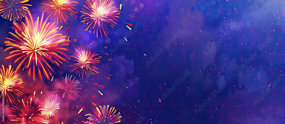 Aufkleber new year fireworks with a blank area for text an artistic holiday backdrop featuring vibrant explosi