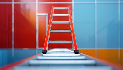 High-resolution photo of a ground ladder fully extended against a building, capturing the precision and reliability of ladders in emergency scenarios