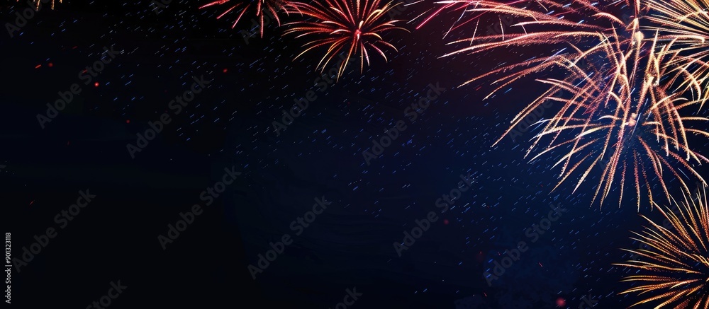 Poster fireworks display with empty space for text a stunning visual with no distractions. creative banner.