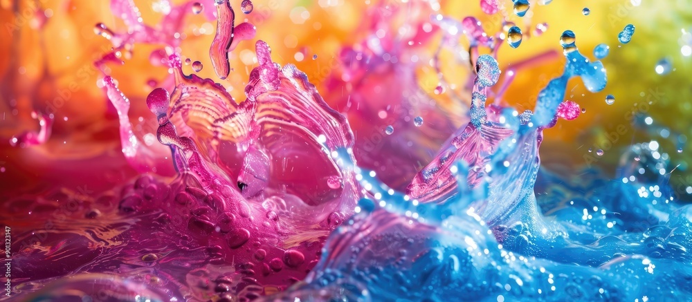 Poster Color merging in water producing an abstract copy space image