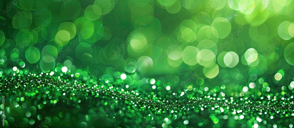 Poster a vibrant and blurry st patrick s day themed background with shimmering green glitter ideal for show