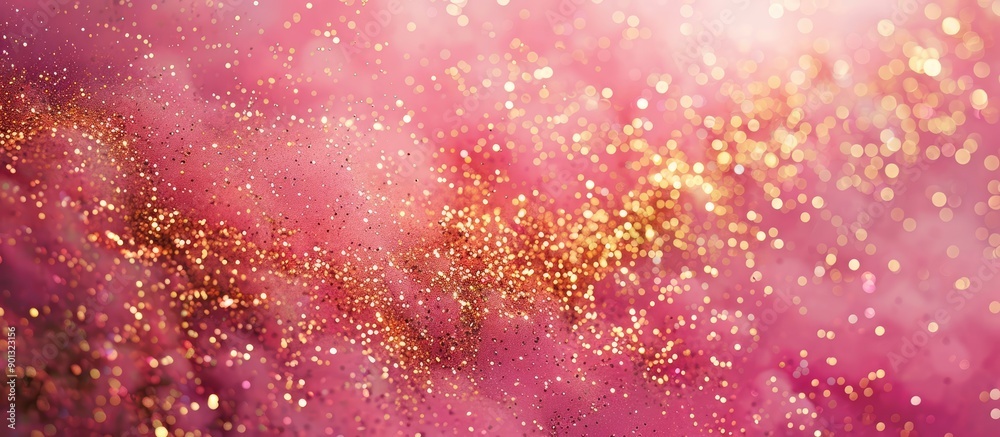 Aufkleber a pink backdrop adorned with shimmering gold and space for text or images. creative banner. copyspac