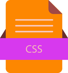 CSS file icon with color and rounded corners and folded doc