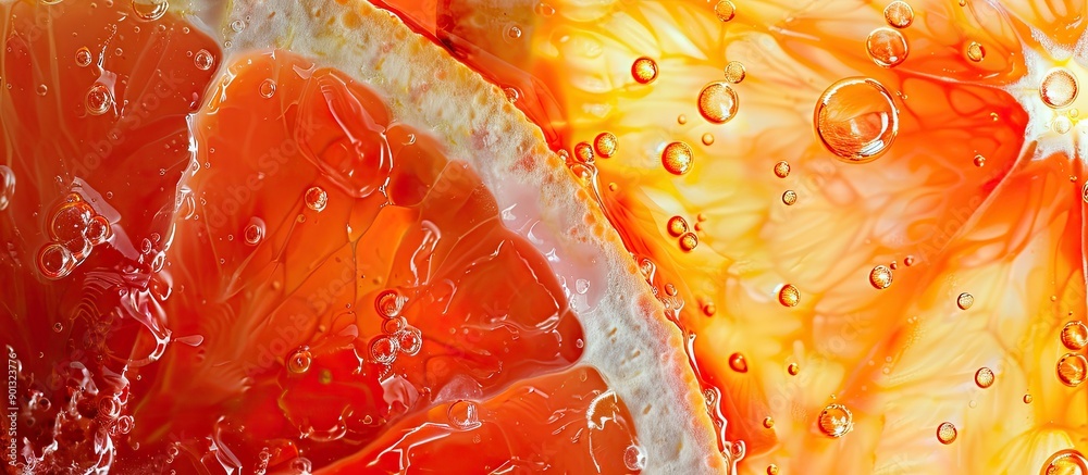 Poster close up photo of a slice of orange blood with copy space image