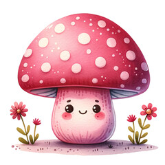 Pink Mushrooms and Flowers