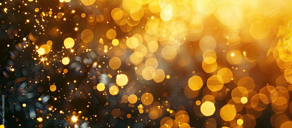 Aufkleber abstract christmas and new year backdrop featuring a stunning bokeh of yellow lights ideal for text 
