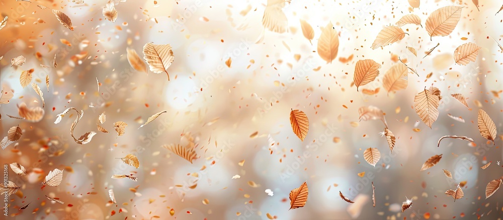 Poster abstract blur with leaves scattered in fall ideal for copy space image