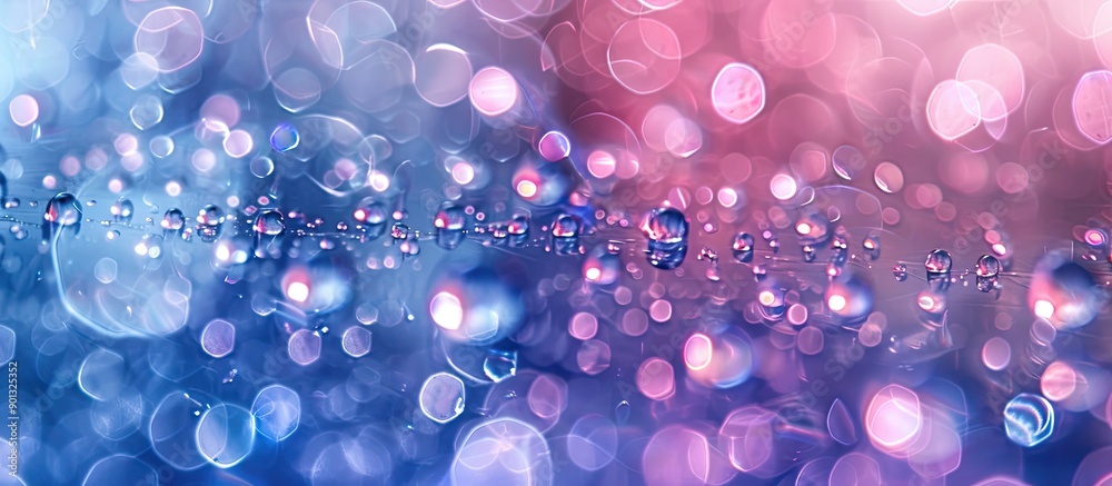 Poster Bokeh effect on water droplets creates a gradient background suitable for various occasions includes copy space image for text placement