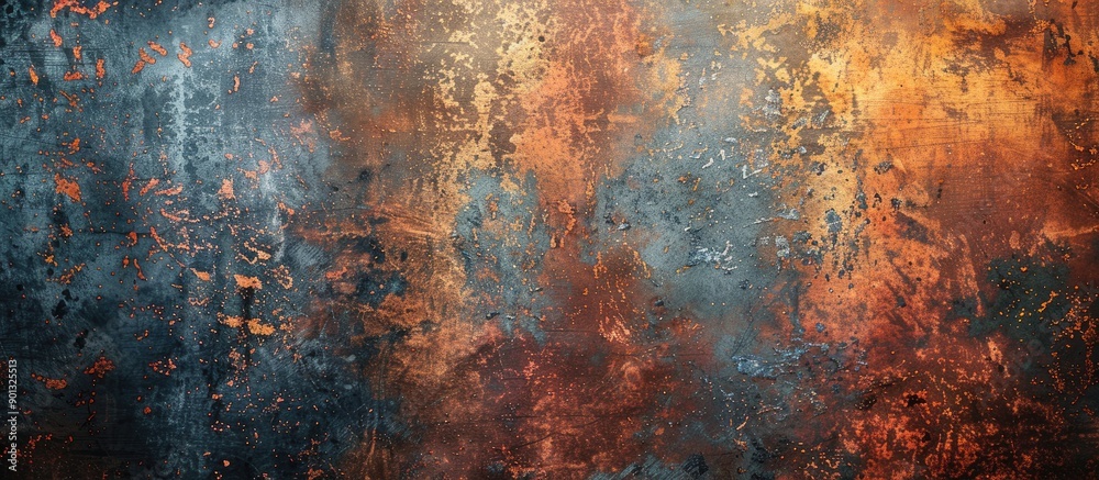 Aufkleber Colorful grunge metal backdrop with scratches for design and a rusty texture featuring copy space image