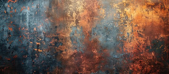 Colorful grunge metal backdrop with scratches for design and a rusty texture featuring copy space image