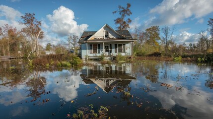 Fototapeta premium Natural Disasters, Photographs capturing the aftermath of natural disasters, emphasizing the importance of resilience and preparedness in the face of climate change