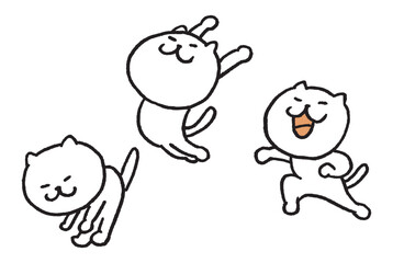 色々なスポーツをする目が細いかわいい白猫キャラ