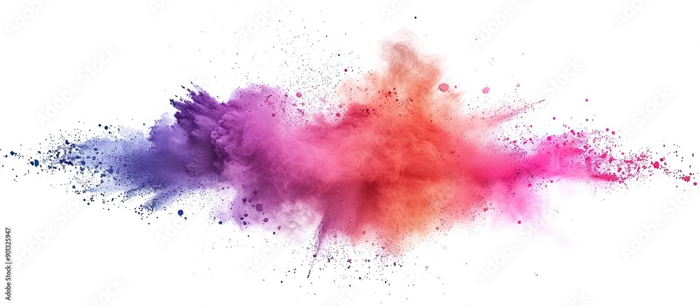 Poster colorful powder explosion on a white background versatile as a copy space image