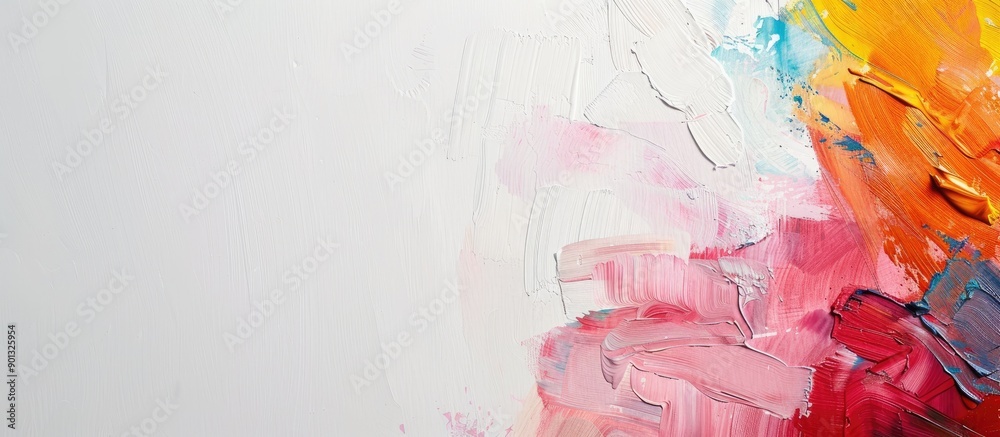 Aufkleber Various colored palette set against a white backdrop with space for text alongside. Creative banner. Copyspace image