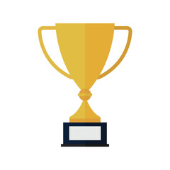 Gold trophy cup isolated on white background. Flat style. Vector icon for apps, UI and web design.