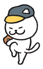 色々なスポーツをする目が細いかわいい白猫キャラ