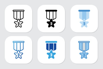 third place star badge icons with various design styles