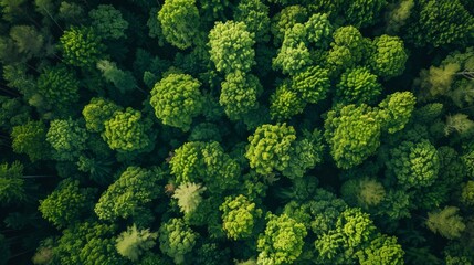 Naklejka premium Forest Canopy Views, Aerial photographs of forest canopies, showcasing the rich biodiversity and interconnectedness of forest ecosystems