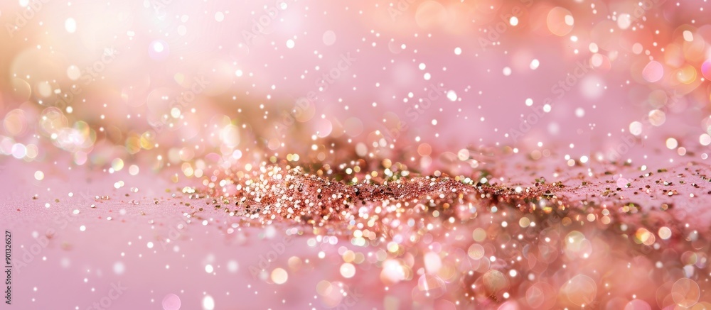 Poster A pink backdrop adorned with shimmering gold and space for text or images. Creative banner. Copyspace image