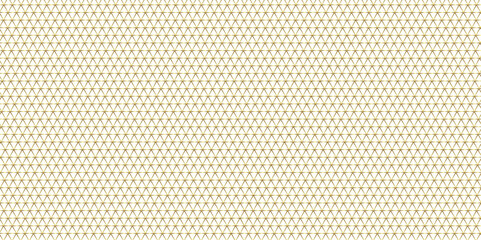 Background of golden metal pattern mesh. Old design metallic triangle and square fabric pattern. Seamless vector carbon grid steel.