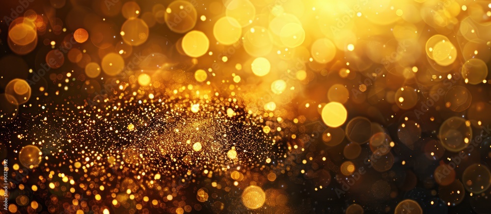Leinwandbilder Abstract background created by a golden bokeh effect with copy space image available