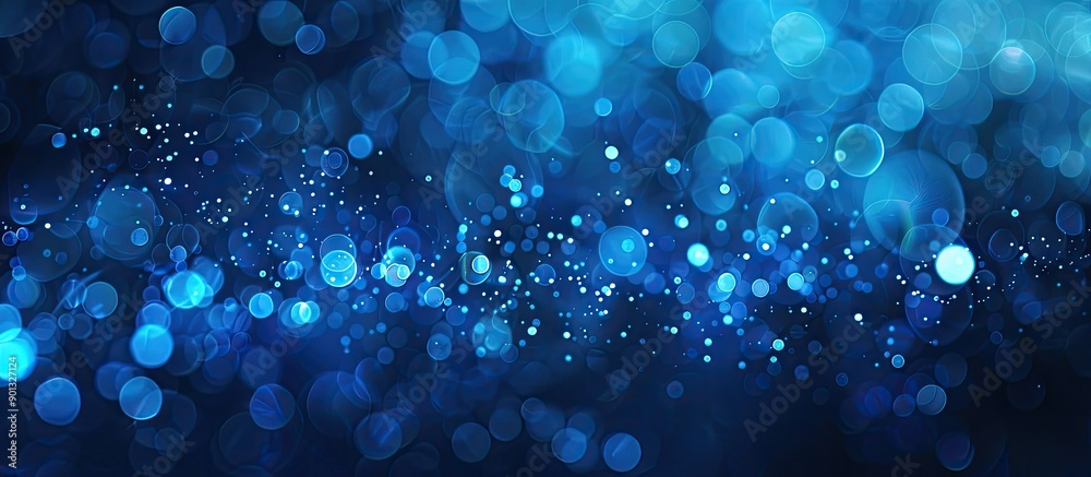 Wall mural abstract blue bokeh lighting for a copy space image backdrop