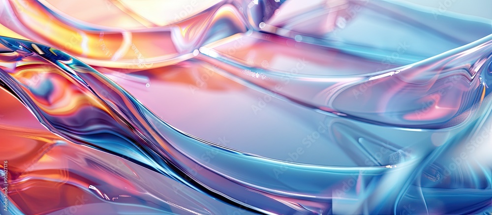 Poster Plastic and glass background with a graphical curve suitable for a copy space image