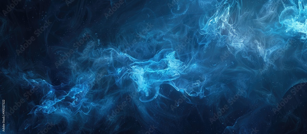 Poster background with abstract blue smoke perfect for copy space image