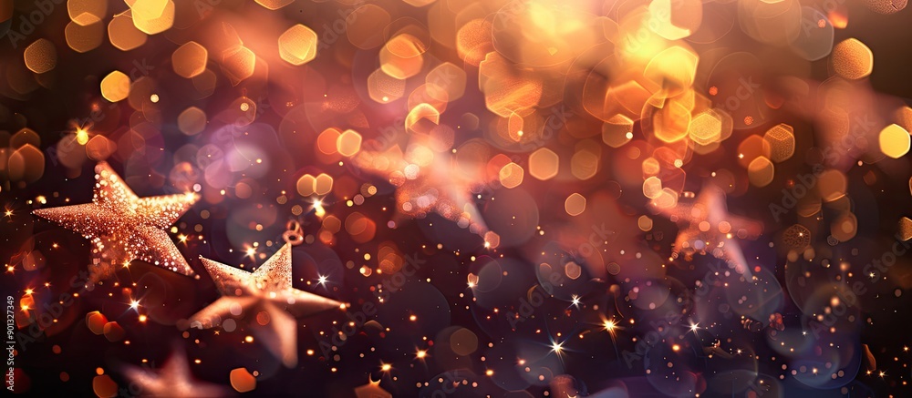 Aufkleber Abstract holiday background with sparkling stars on a blurred bokeh backdrop ideal for use as a copy space image
