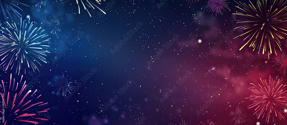 Poster new year fireworks with a blank area for text an artistic holiday backdrop featuring vibrant explosi